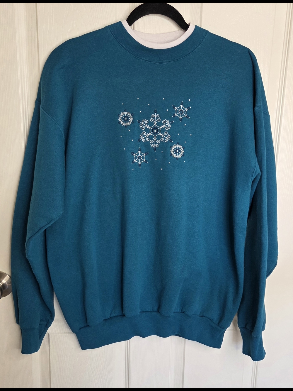 Teal Snowflake Crewneck Sweatshirt